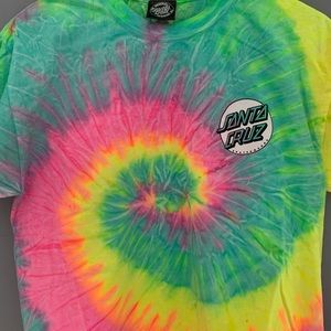 Santa Cruz neon tie dye cropped cut T-shirt